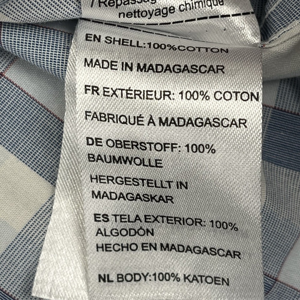 🇺🇲 Untuckit Mens 100% Cotton Wrinkle Free Shirt 3XL Blue White Plaid - Picture 7 of 8